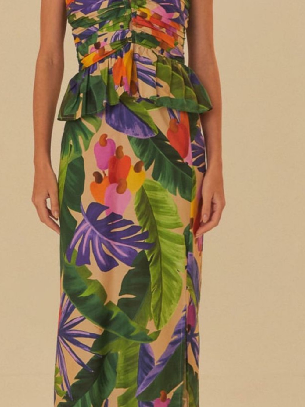 FARM Rio Strapless Midi Dress - Green, Purple, Pink, Orange - Picture 6 of 9